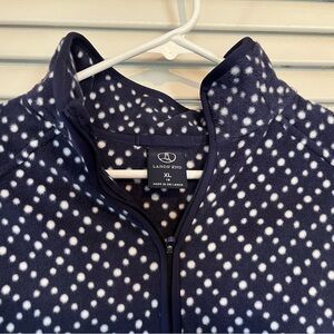 Lands' End Navy Polka Dot Fleece Jacket